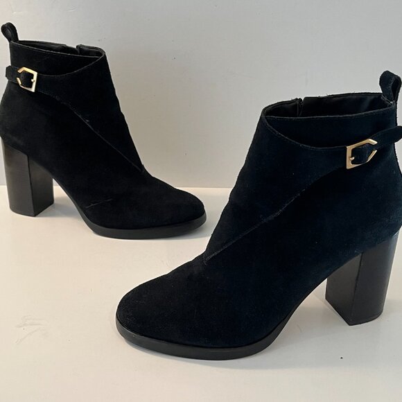 Cole Haan Harrington Grand Riding Side Zip Ankle Boots Black Suede Women's 9B - Picture 1 of 14